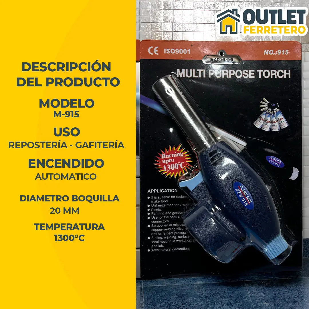 Soplete Cocina Gasfitería Repostería Recargable 1300°c