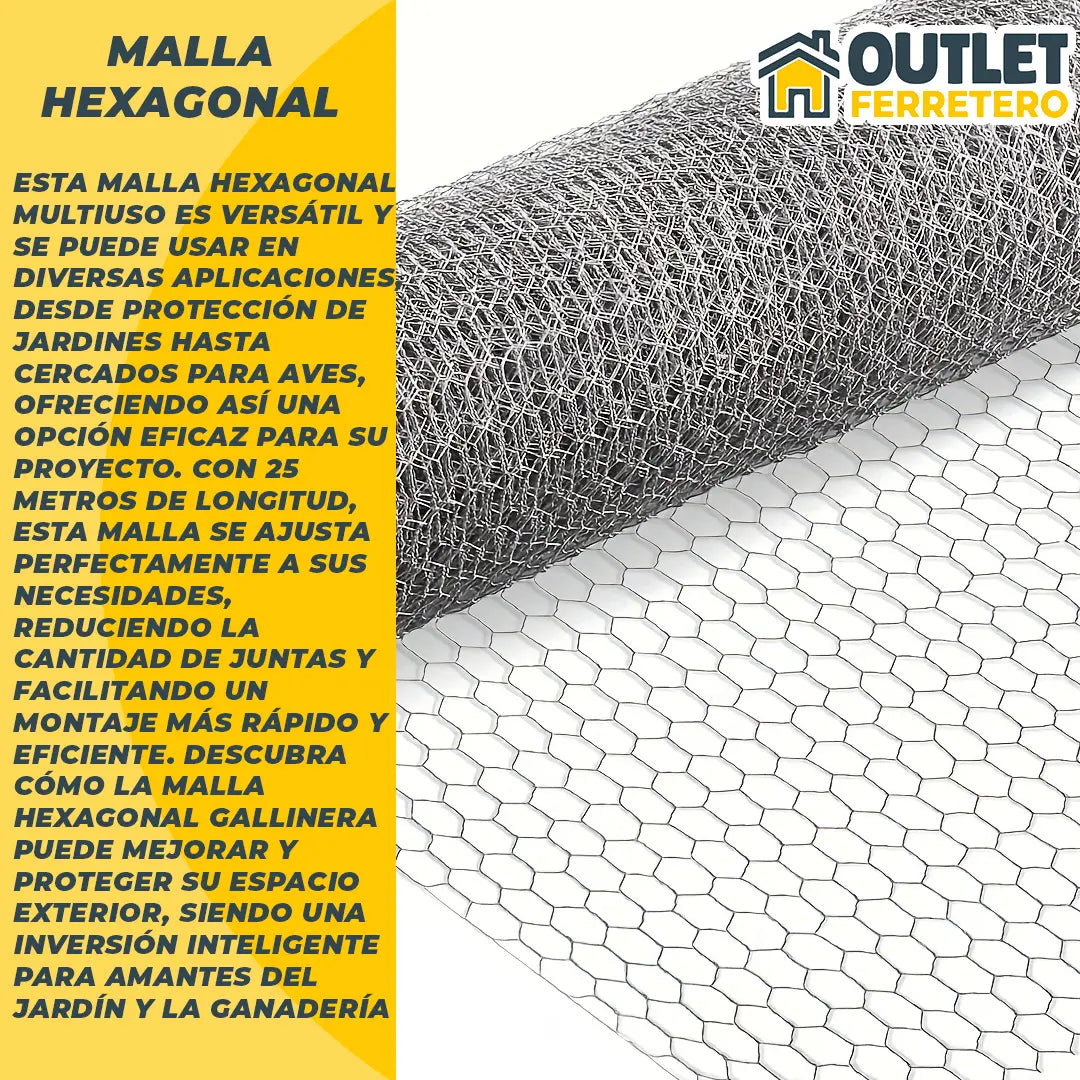 Malla Gallinera Hexagonal 0.6 M Alto X 25mt Largo