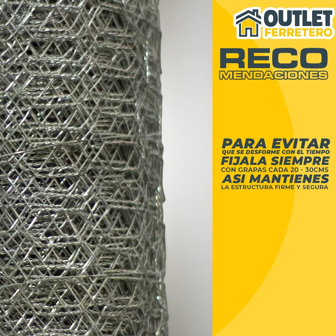 Malla Gallinera Hexagonal Galvanizada 0,8 x 25 Mts para Gallineros y Cercos