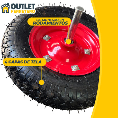 Rueda De Carretilla Inflable Con Pasador 350x8