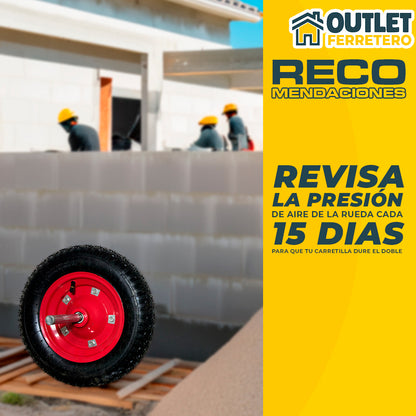 Rueda De Carretilla Inflable Con Pasador 350x8
