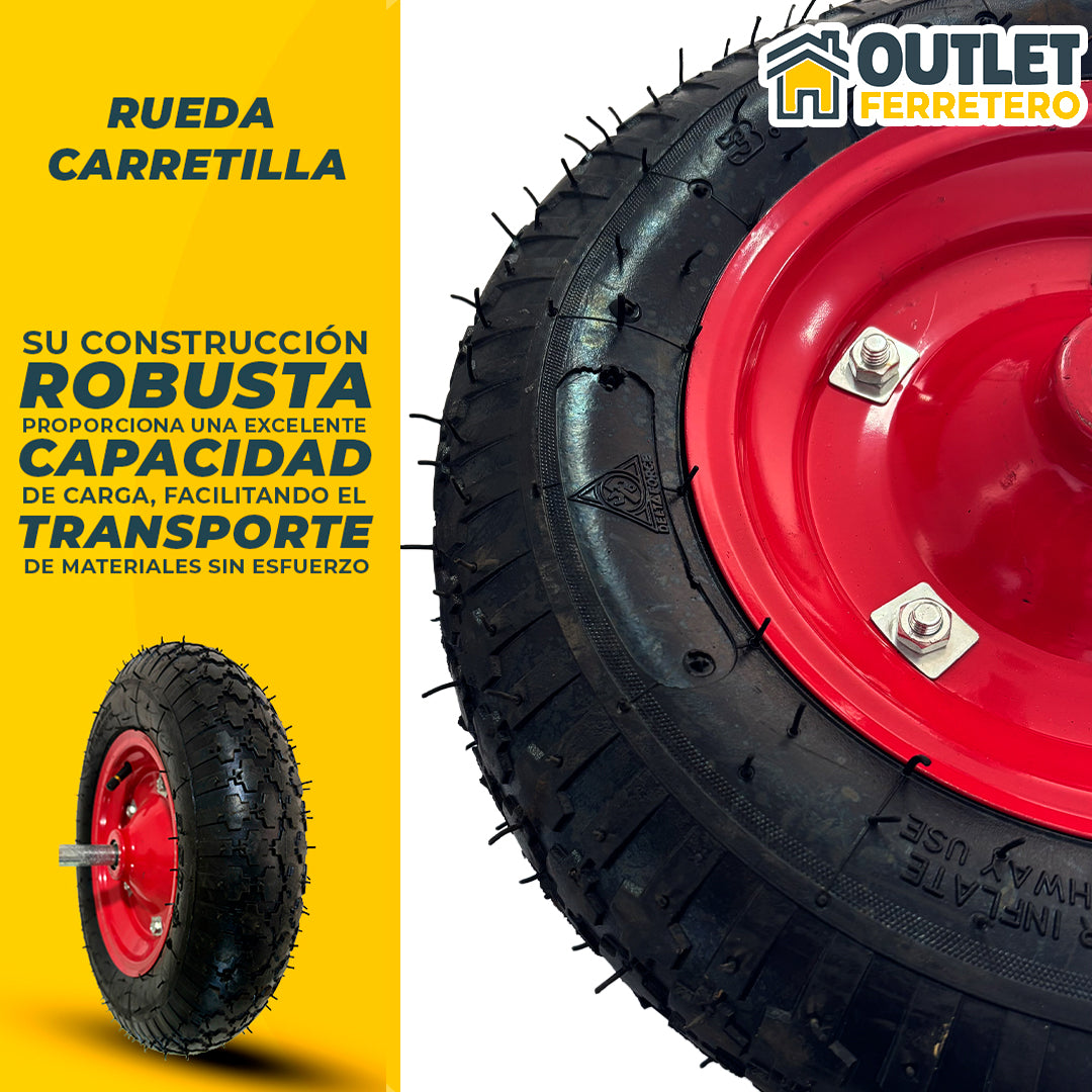 Rueda De Carretilla Inflable Con Pasador 350x8