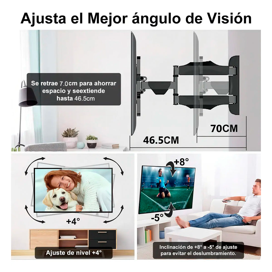 Soporte TV Pared 14 a 55 Pulgadas con Brazo Móvil Articulado Giratorio