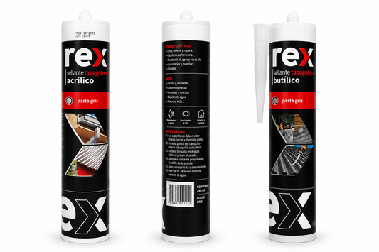 Silicona Tapagoteras Rex Gris 300ml Sellador para Techos y Canaletas | Pack 1 a 12 Unidades