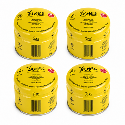 Gas Butano Yanes 190 Grs Cartucho con Válvula de Seguridad | Pack 1 a 36 Unidades