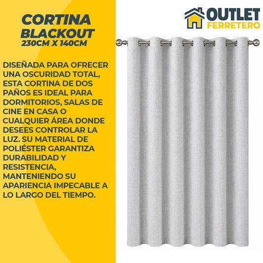 Cortina Blackout 100% Anti Luz 220x140 Cm 2 Paños