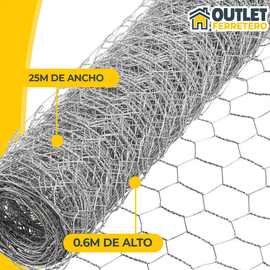 Malla Gallinera Hexagonal 0.6 M Alto X 25mt Largo