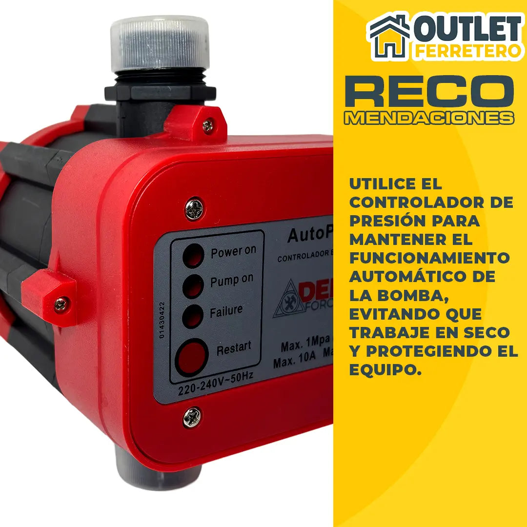Presostato Automático Press Control para Bomba de Agua 0,5 a 1 HP 220V