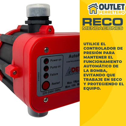 Presostato Automático Press Control para Bomba de Agua 0,5 a 1 HP 220V