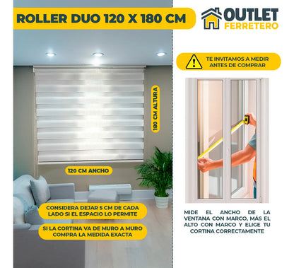 Cortina Roller Zebra Día y Noche 120x180 Cm Duo en 4 Colores