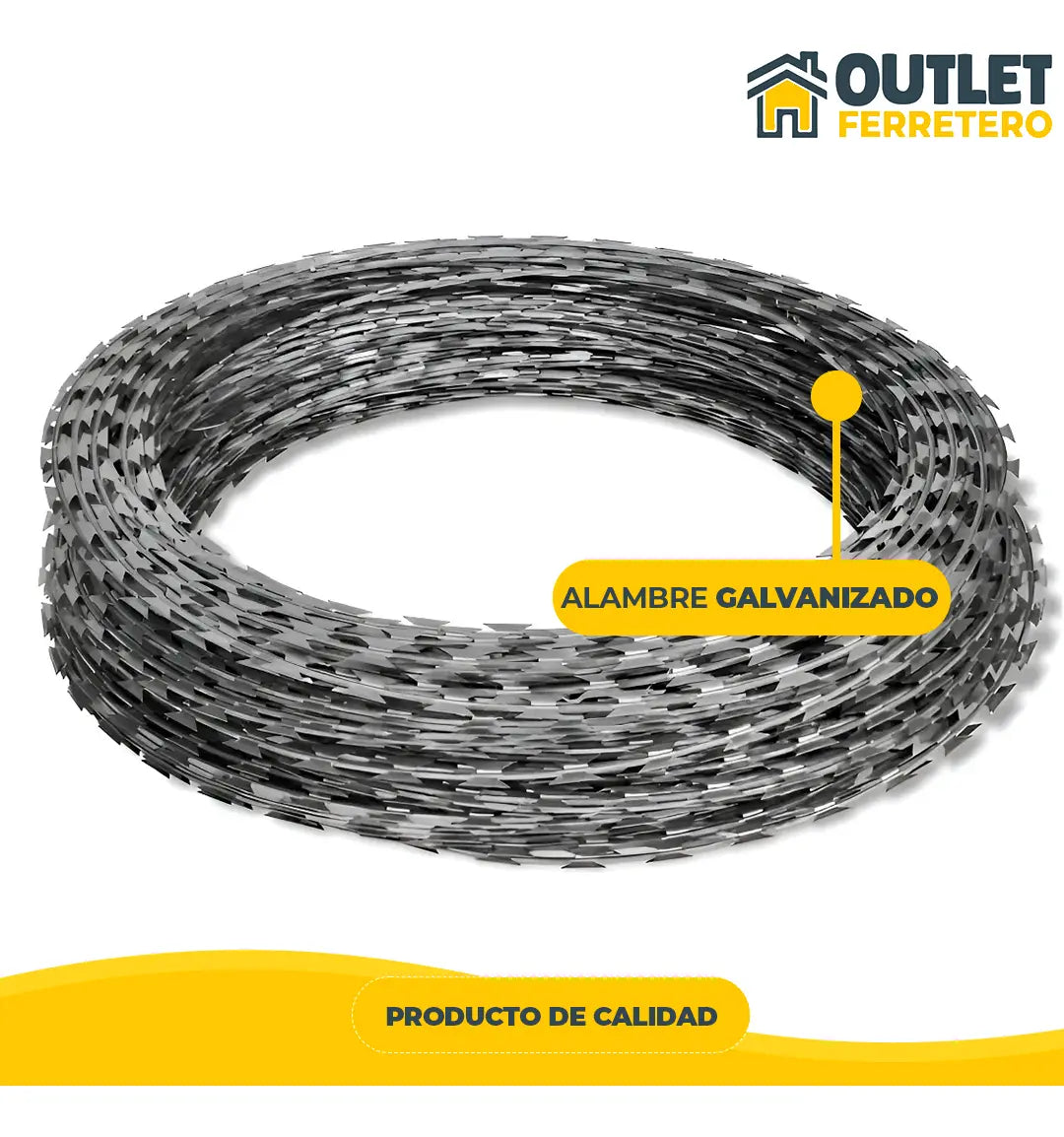 Rollo Alambre Puas Concertina Galvanizado 10mts 30cm