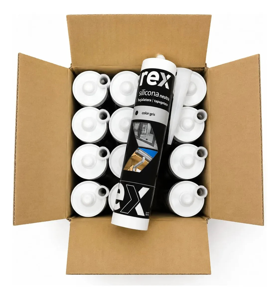 Silicona Neutra Tapagoteras Rex Gris 300ml Multisuperficie Policarbonato y PVC | Pack 1 a 12 Unidades