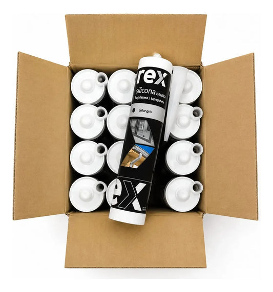 Silicona Neutra Tapagoteras Rex Gris 300ml Multisuperficie Policarbonato y PVC | Pack 1 a 12 Unidades