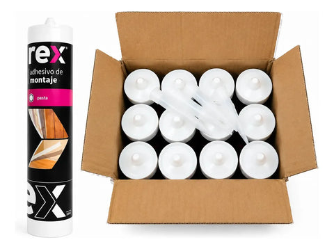 Rex Adhesivo de Montaje Blanco 300ml No Más Clavos para Molduras y Zócalos