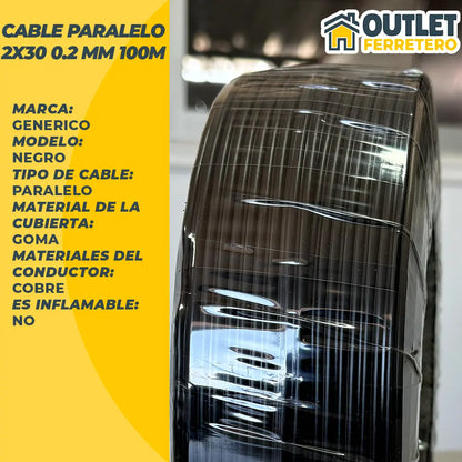 Cable Ulix Paralelo 2x30/0.2mm 100m Rollo
