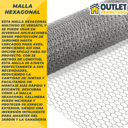 Malla Gallinera Hexagonal 0.6 M Alto X 25mt Largo