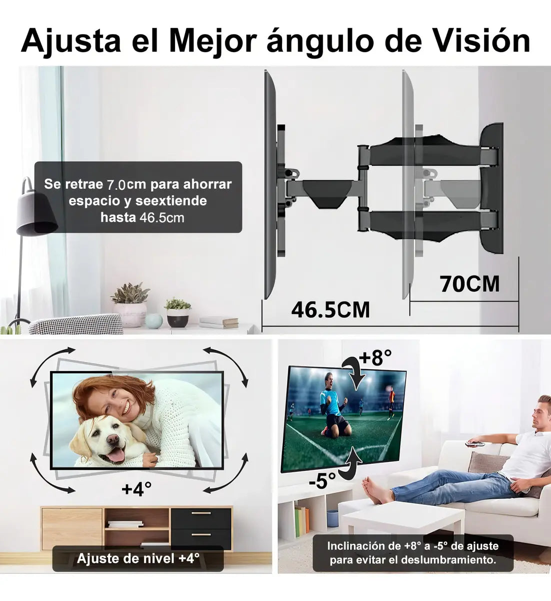 Soporte Pared Para Tv De 14 A 55 Pulgadas Con Brazo Movil