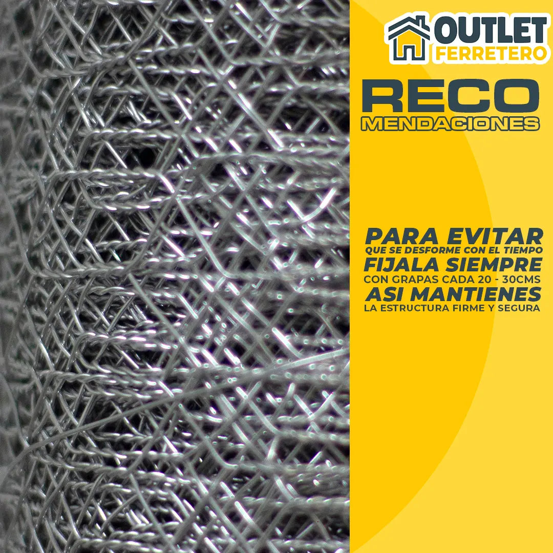 Malla Gallinera Hexagonal 1.2mts Alto X 25mt Largo Acero Gris