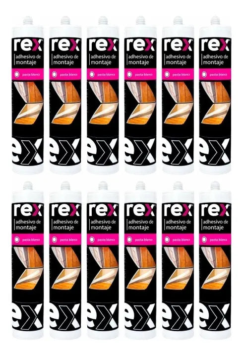 Adhesivo de Montaje Rex Blanco 300ml Tipo No Más Clavos para Molduras y Zócalos | Pack 1 a 12 Unidades