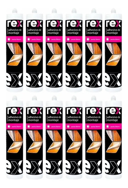 Adhesivo de Montaje Rex Blanco 300ml Tipo No Más Clavos para Molduras y Zócalos | Pack 1 a 12 Unidades