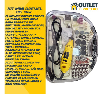 Minitorno Eléctrico Tasbel Kit Mini Dremel Compacto