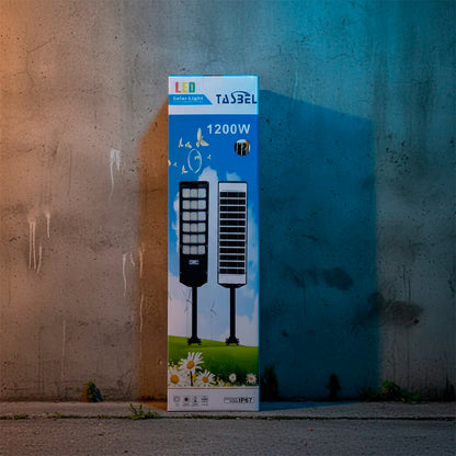 Foco Solar LED 1200W Exterior IP67 con Sensor de Movimiento y Control Remoto