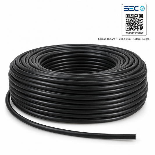 Cable Cordón Eléctrico 2 x 1,5 mm Rollo 100 m Certificado