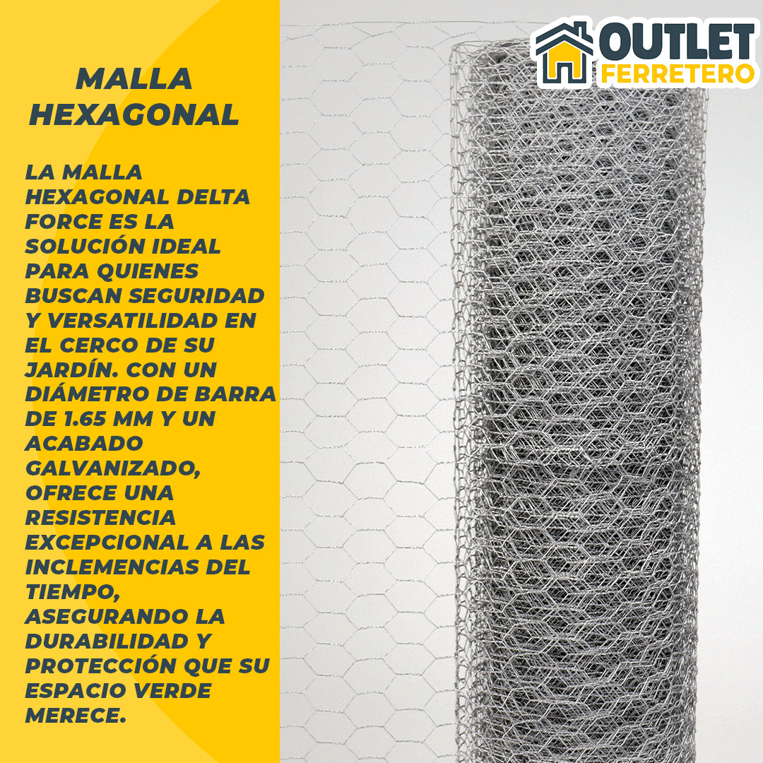 Malla Gallinera 1 M Alto X 25mts Largo Galvanizada Hexagonal