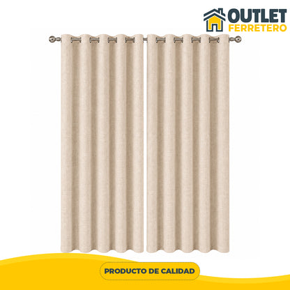 Cortina Blackout 100% Anti Luz 220x140 Cm 2 Paños para Dormitorio en 5 Colores