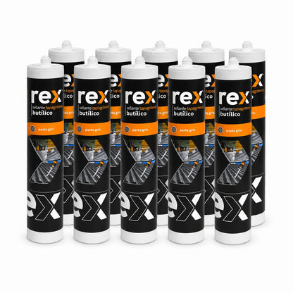 Silicona Butílica Tapagoteras Rex Gris 300ml Máxima Adherencia en Zinc | Pack 1 a 12 Unidades