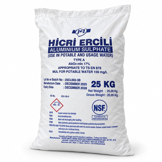 Decantador Sulfato de Aluminio Saco 25 Kg | Clarificante para Agua Turbia de Piscina