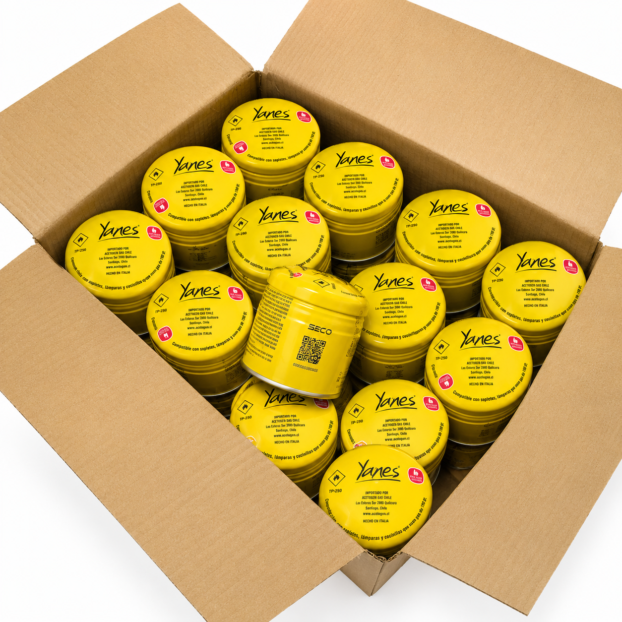 Gas Butano Yanes 190 Grs Cartucho con Válvula de Seguridad | Pack 1 a 36 Unidades