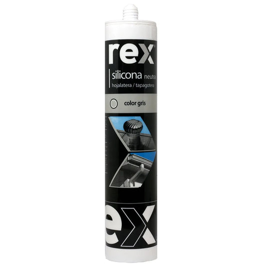 Silicona Neutra Tapagoteras Rex Gris 300ml Multisuperficie Policarbonato y PVC | Pack 1 a 12 Unidades